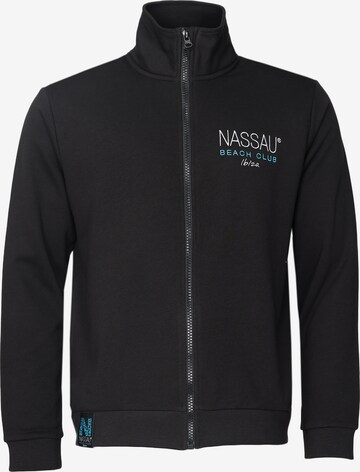 NASSAU Beach Club Zip-Up Hoodie in Black: front