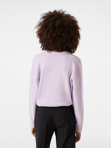 Bershka Knit Cardigan in Purple