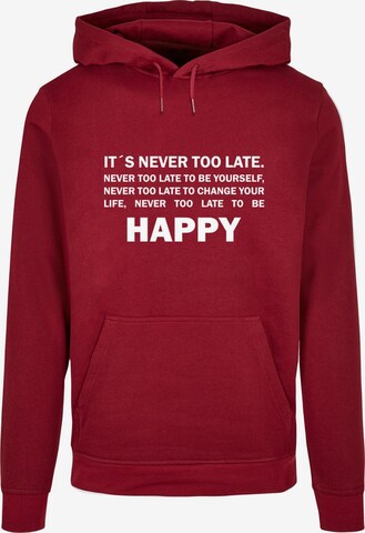 Merchcode Sweatshirt 'Never Too Late' in Red: front