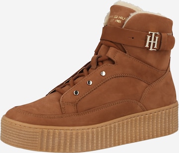 TOMMY HILFIGER Lace-Up Ankle Boots in Brown: front
