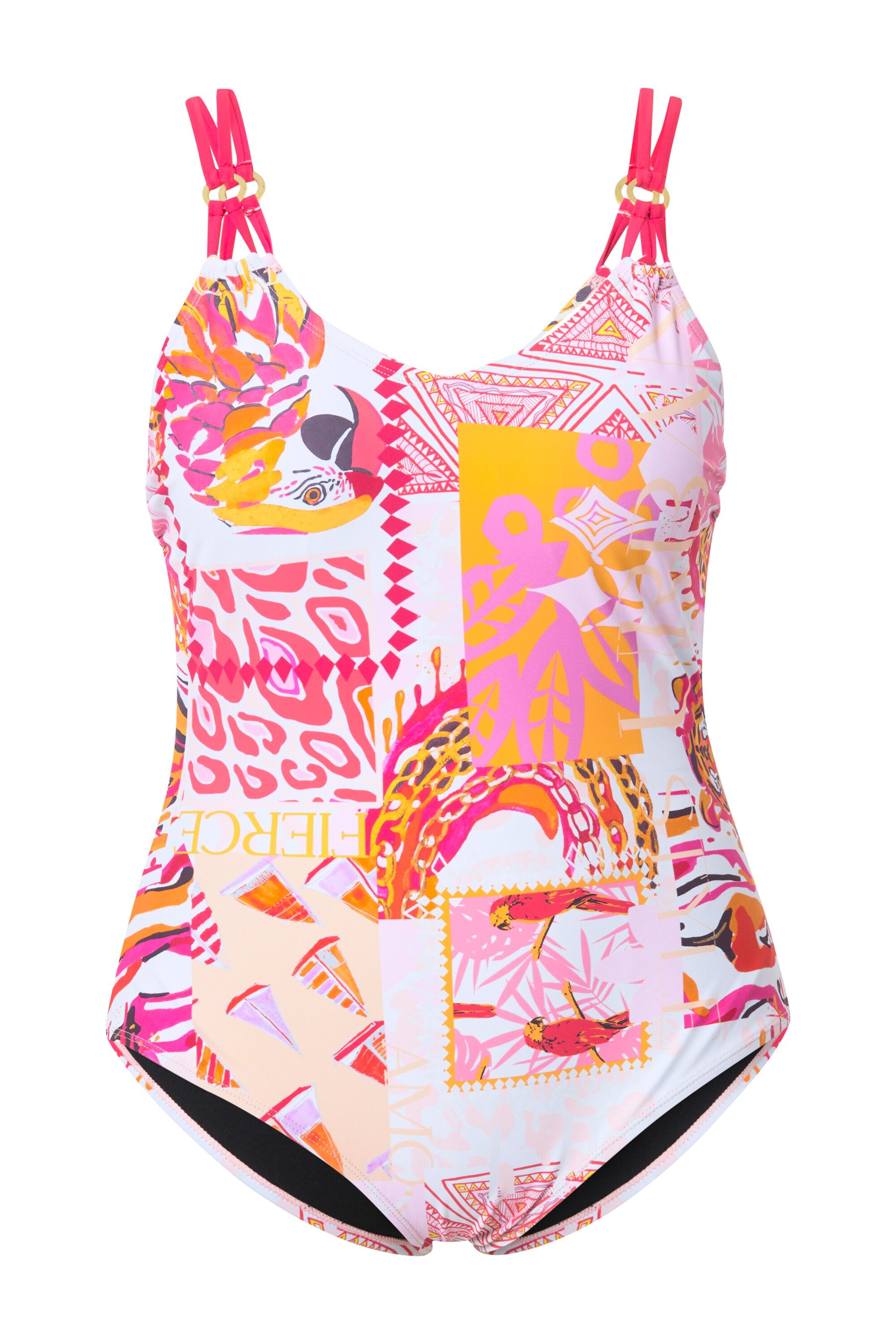 Ulla Popken Triangel Badpak in Wit: voorkant