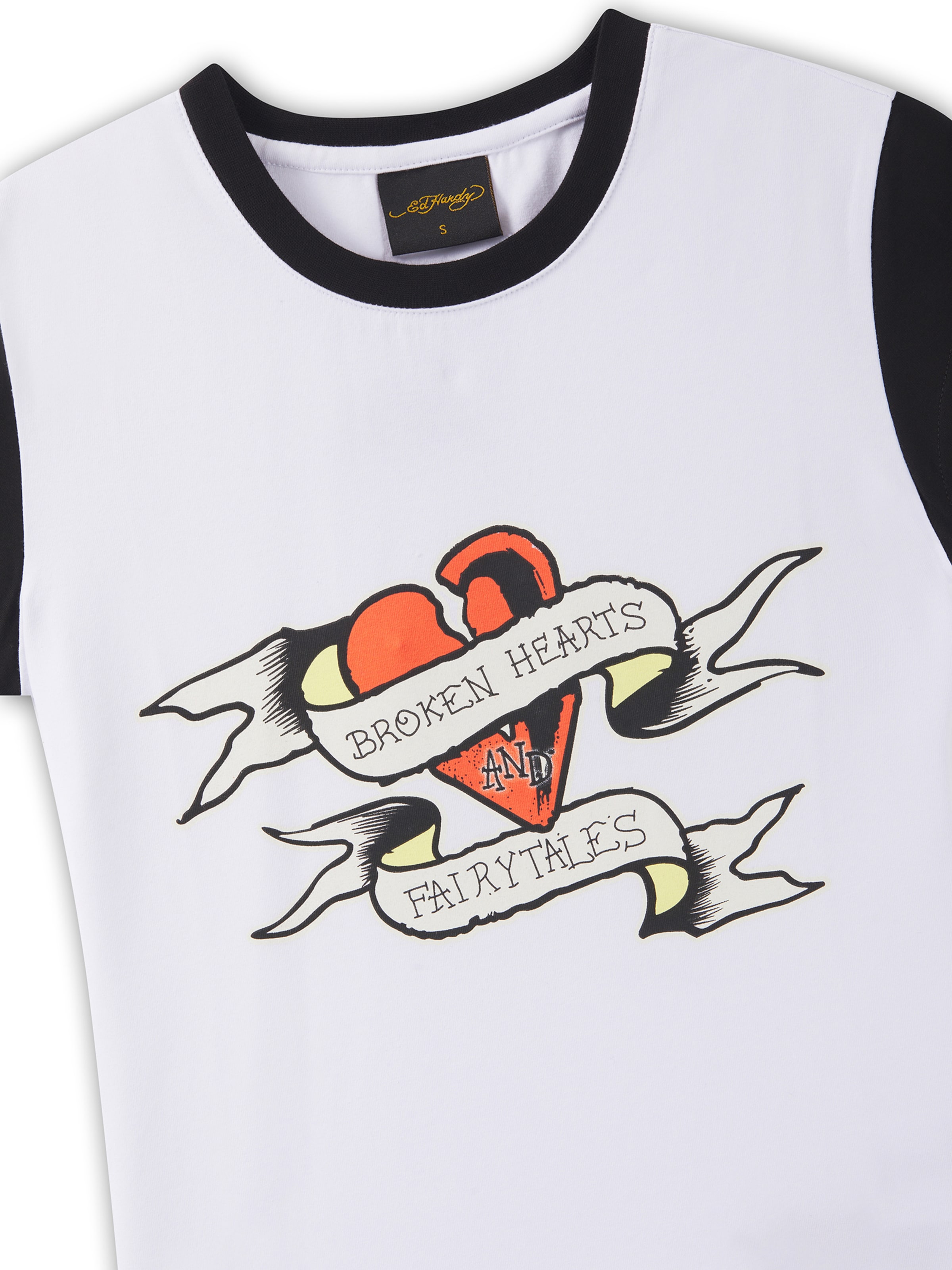 Ed Hardy - Camiseta 'Broken Hearts' en blanco