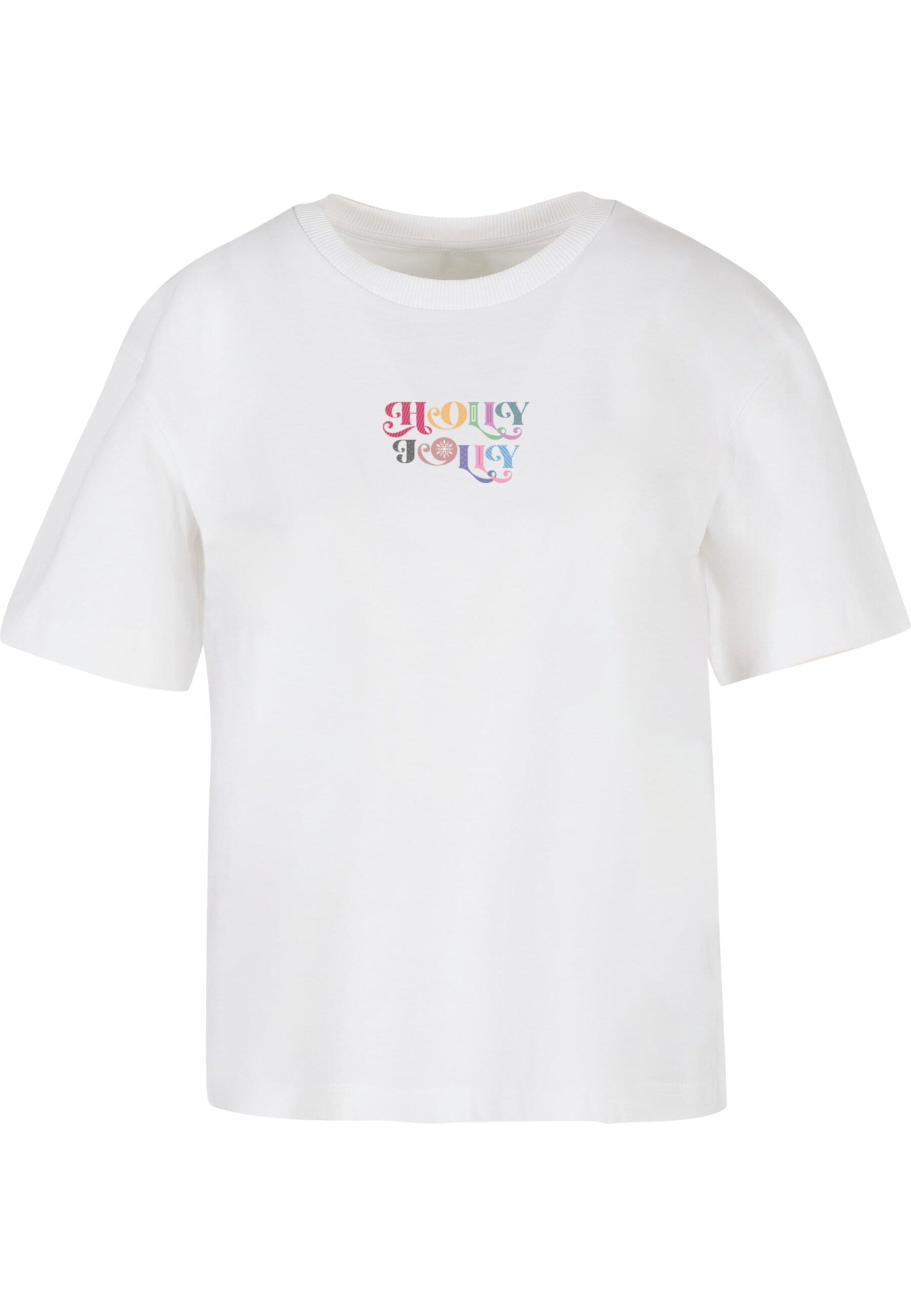 Merchcode Shirt 'Christmas Holly Jolly' in White: front