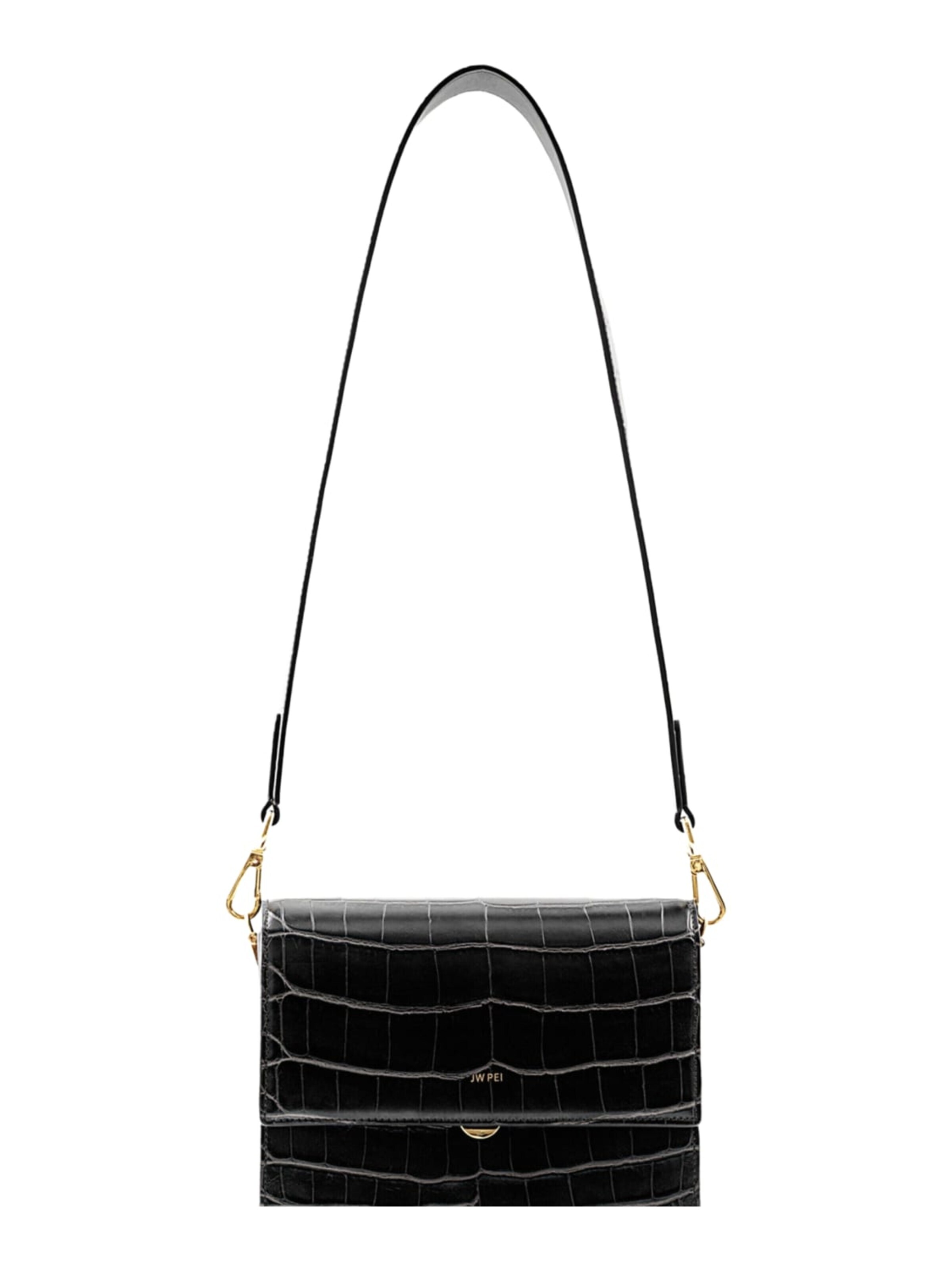 JW PEI Kabelka 'JW PEI Sac Bandoulière Mini Flap Black Croc' – černá: přední strana