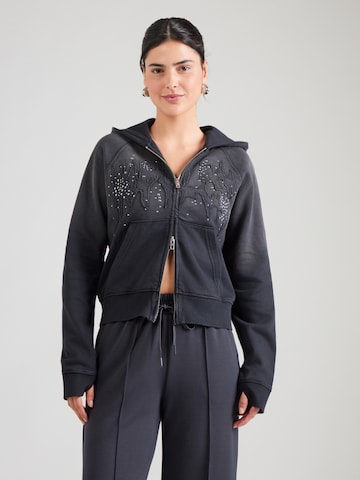 WEEKDAY Zip-Up Hoodie 'Tommy' in Black: front