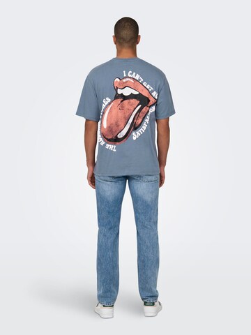 Only & Sons Shirt 'ROLLING STONES' in Blauw
