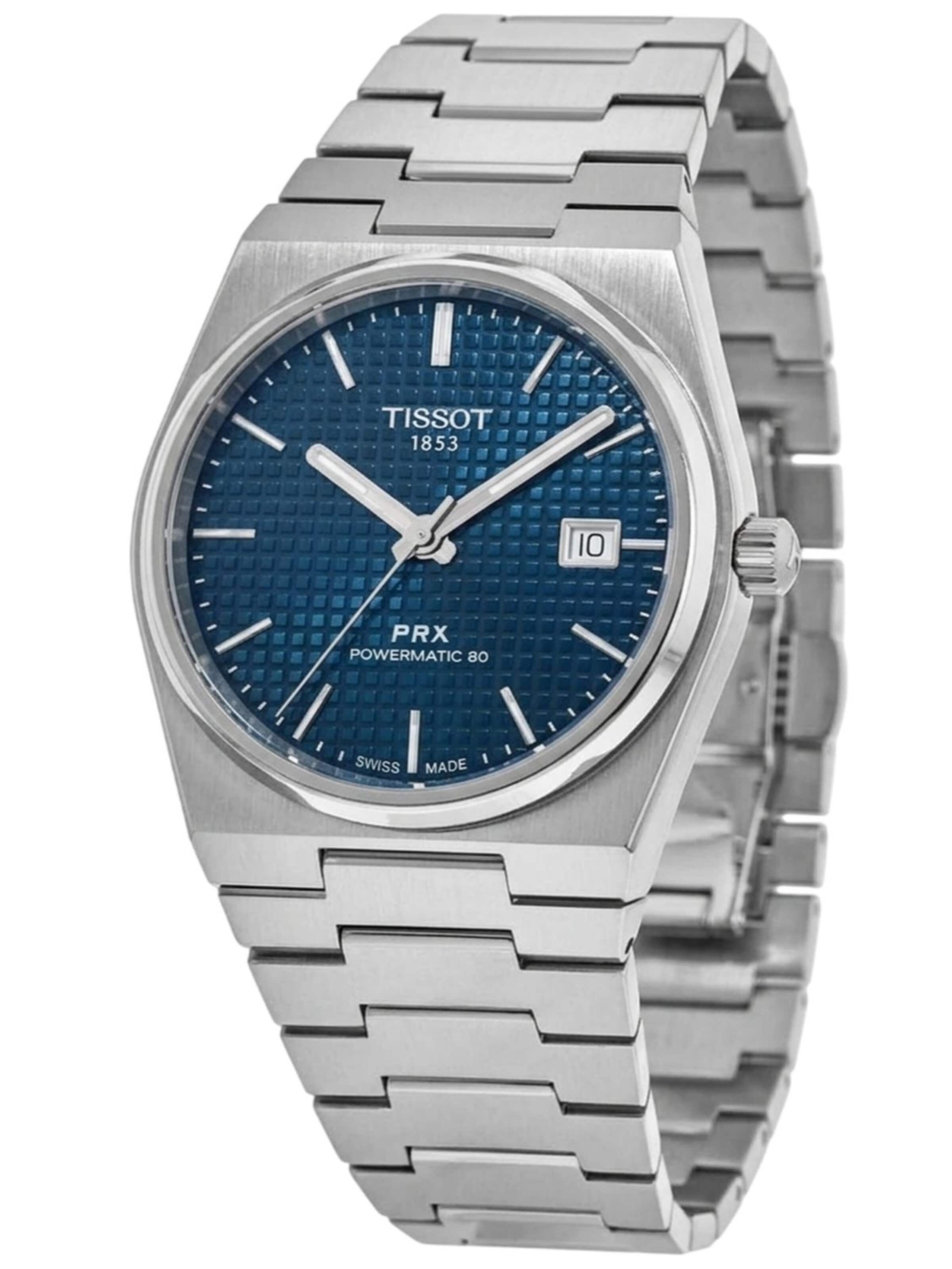 Tissot - Reloj analógico 'Tissot PRX Powermatic 80 Herren Automatikuhr Edelstahl Blau T137.407.11.041.00' en azul: frente