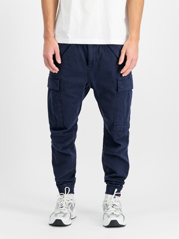 ALPHA INDUSTRIES Tapered Cargo trousers in Blue: front