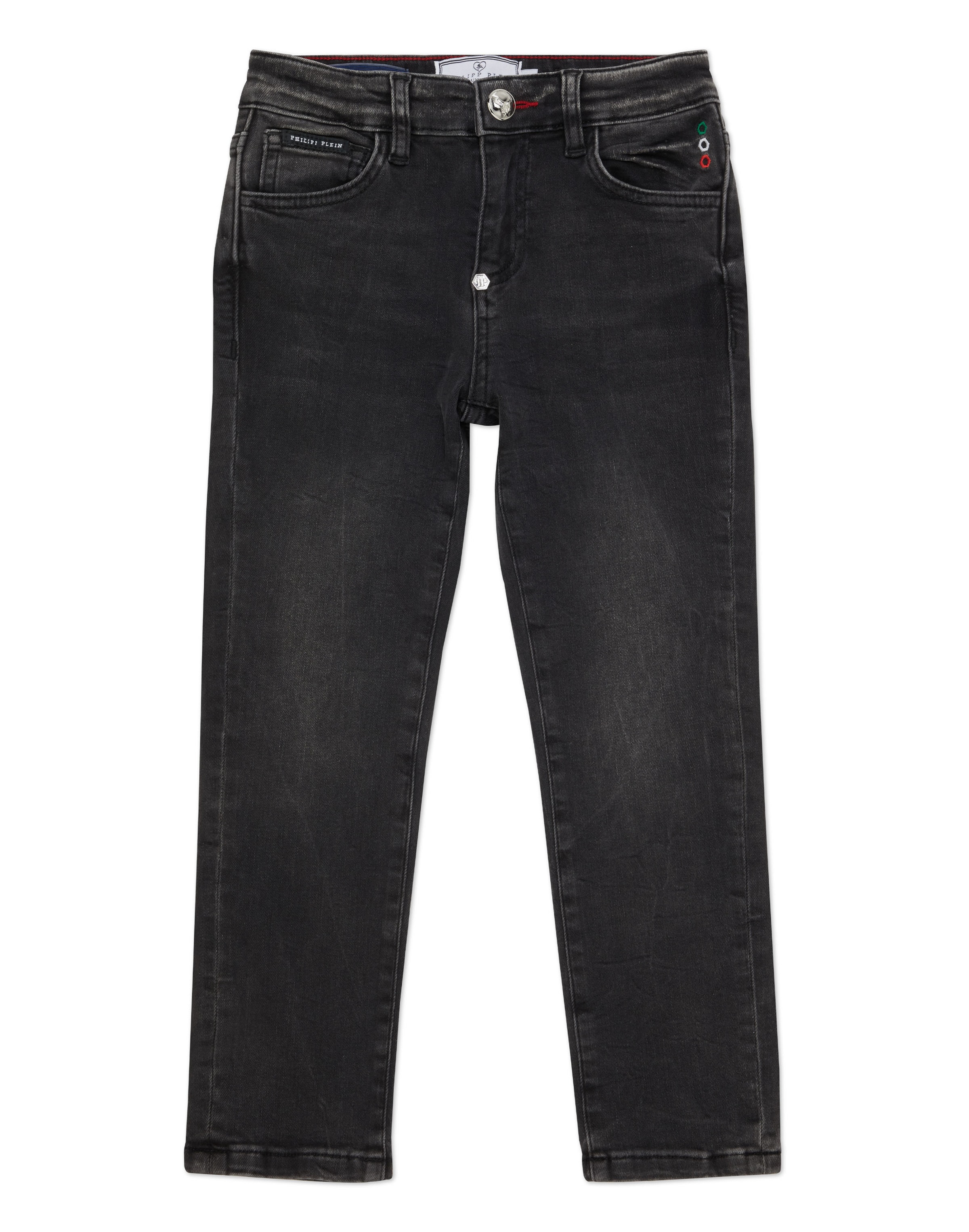 Philipp Plein - Vaquero 'Skull' en negro: frente
