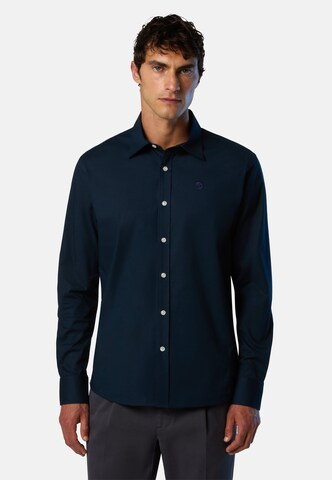 North Sails Comfort fit Button Up Shirt 'Stretch-Popeline' in Blue