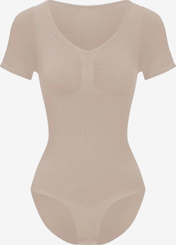 cfab Shapingbody 'T-Shirt Bodysuit Sculpting Shapewear mit Slip' in Beige: voorkant