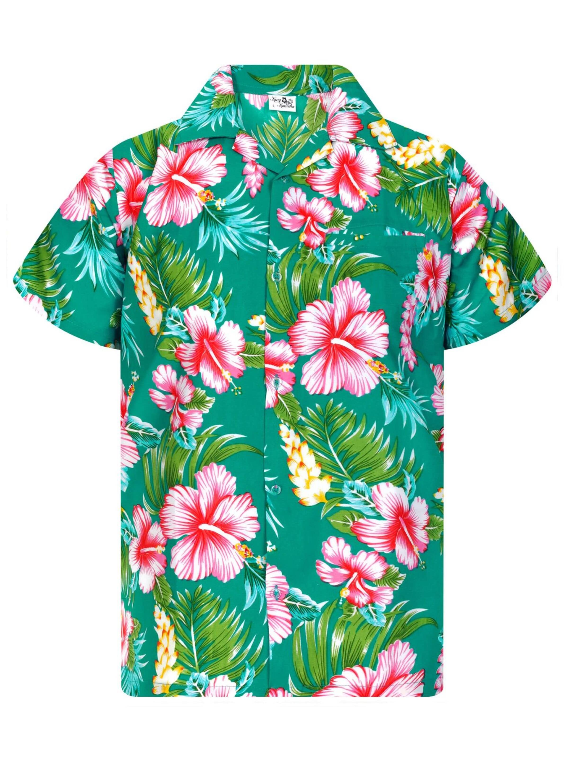 Maglietta 'Hibiscus New' di King Kameha in verde: frontale