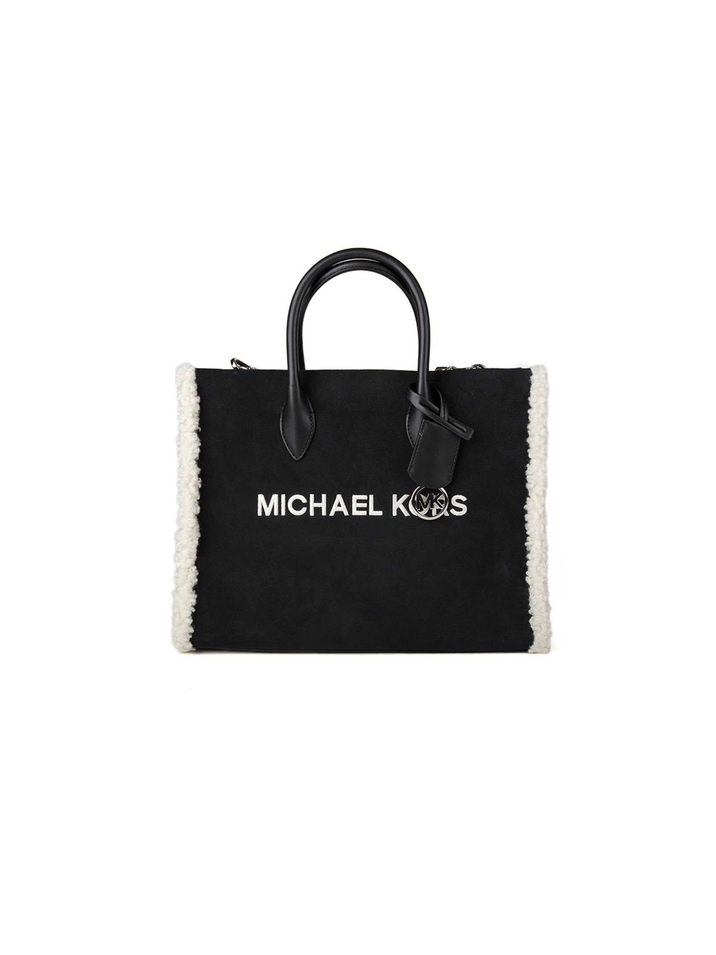 Michael Kors Handtas 'Mirella Medium Suede and Faux Shearling Tote Bag' in One Size in de kleur Zwart, Productweergave