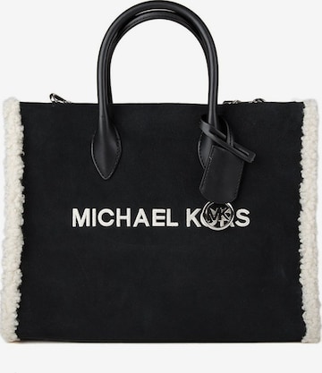 Michael Kors Handtas 'Mirella Medium Suede and Faux Shearling Tote Bag' in Zwart: voorkant
