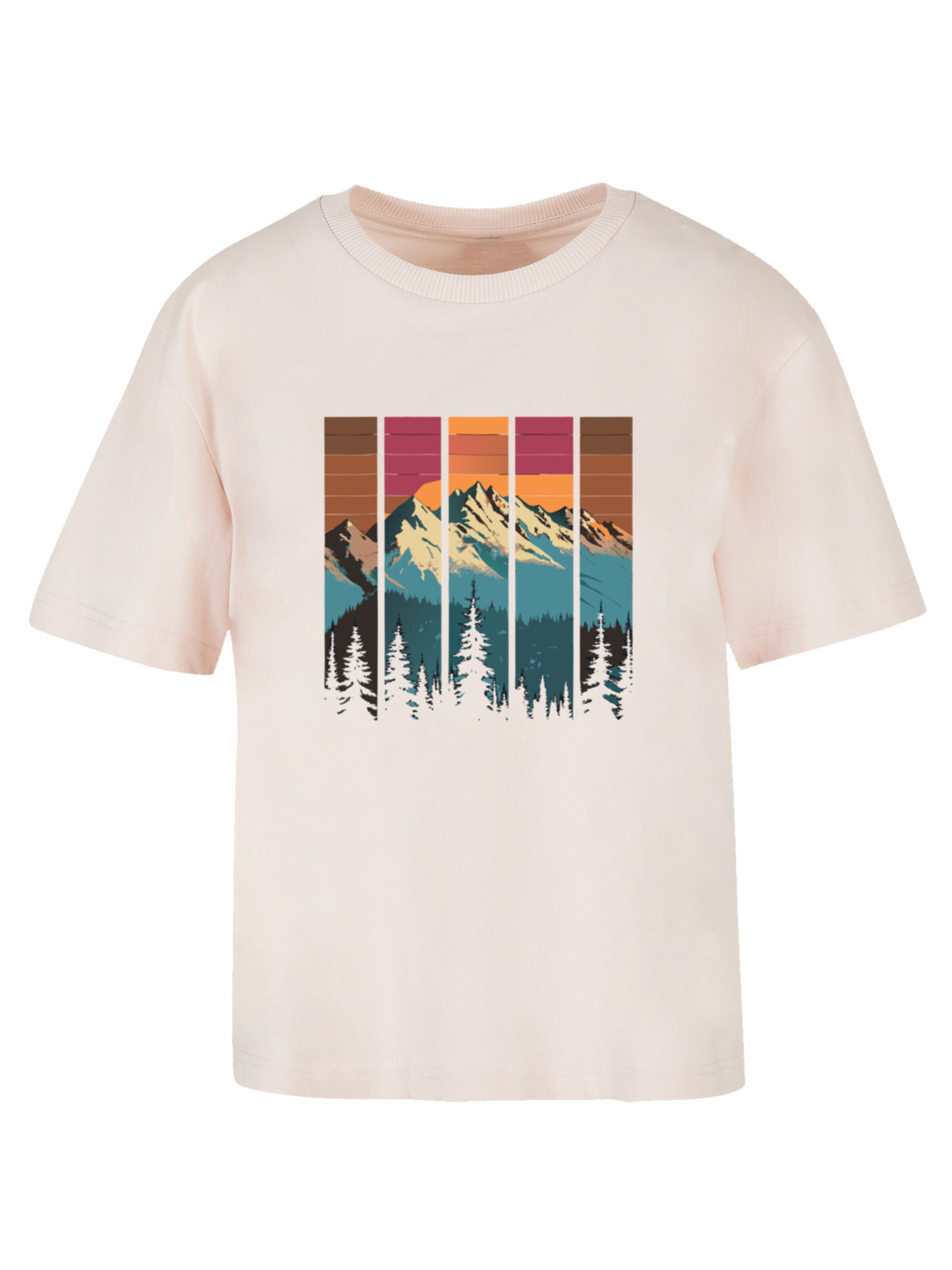T-shirt 'Berg Sonnenuntergang Retro' F4NT4STIC en rose : devant