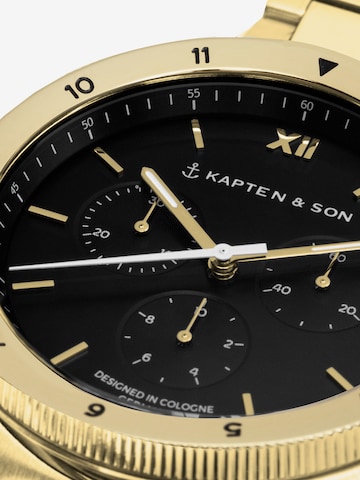 Kapten & Son Analógové hodinky 'Rise Small Gold Black Steel' - Zlatá