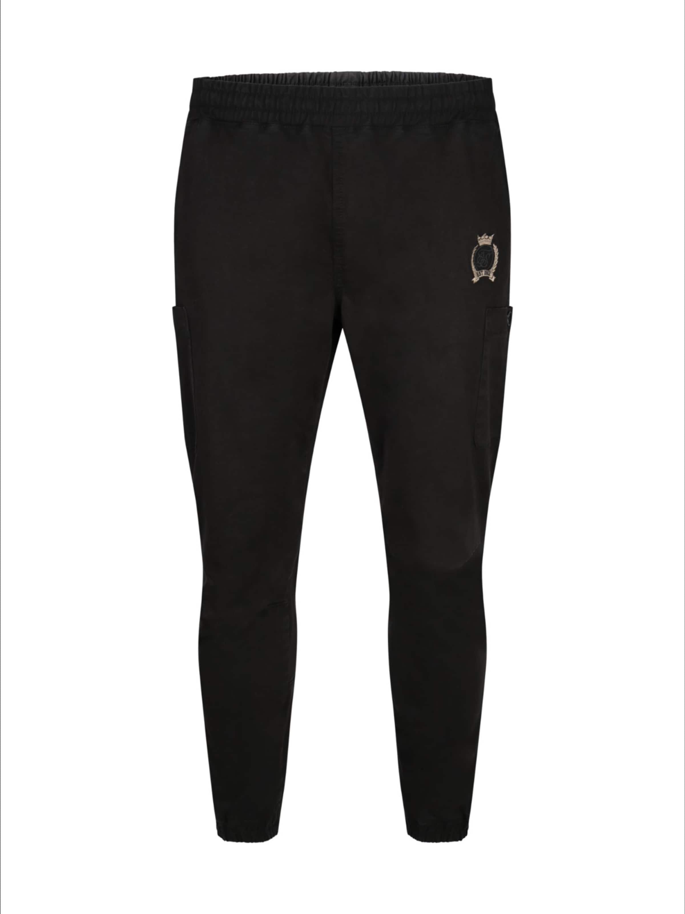 SikSilk Slimfit Broek in Zwart: voorkant