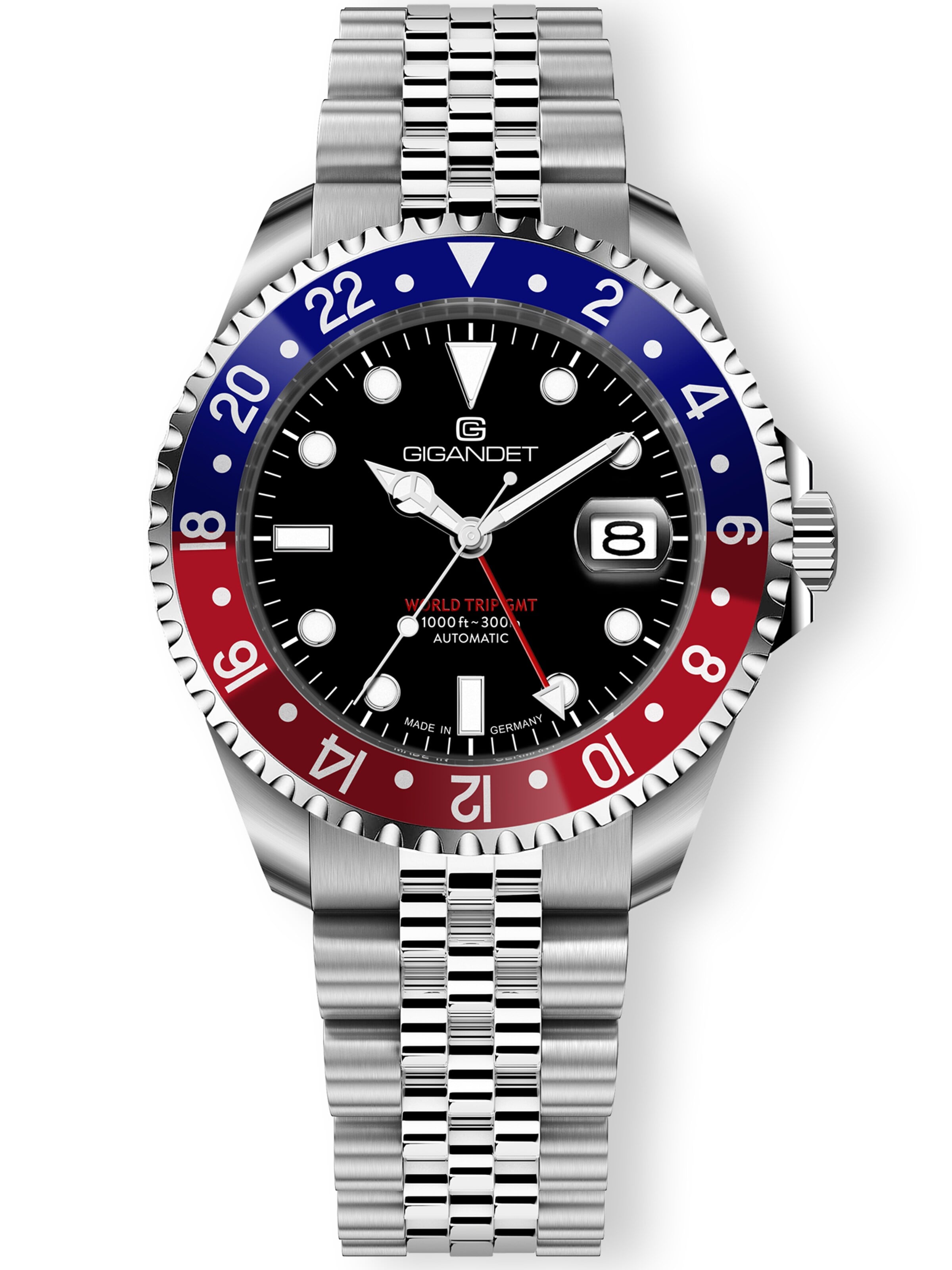 Montre à affichage analogique 'WORLD TRIP GMT' Gigandet en argent : devant
