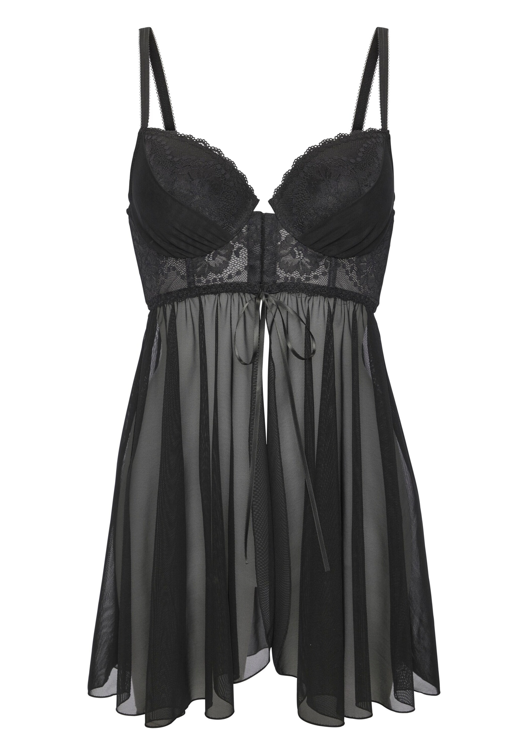 LASCANA Negligée in Schwarz: Vorderseite