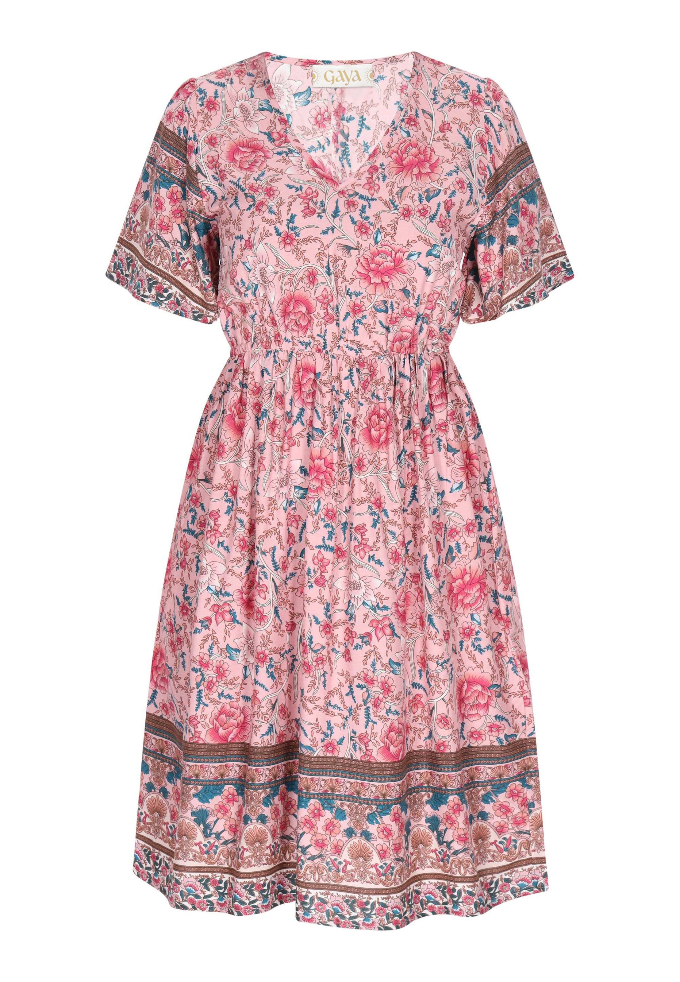 Gaya Dress 'Boho' in Cyan blue / Chocolate / Rose / Dusky pink, Item view