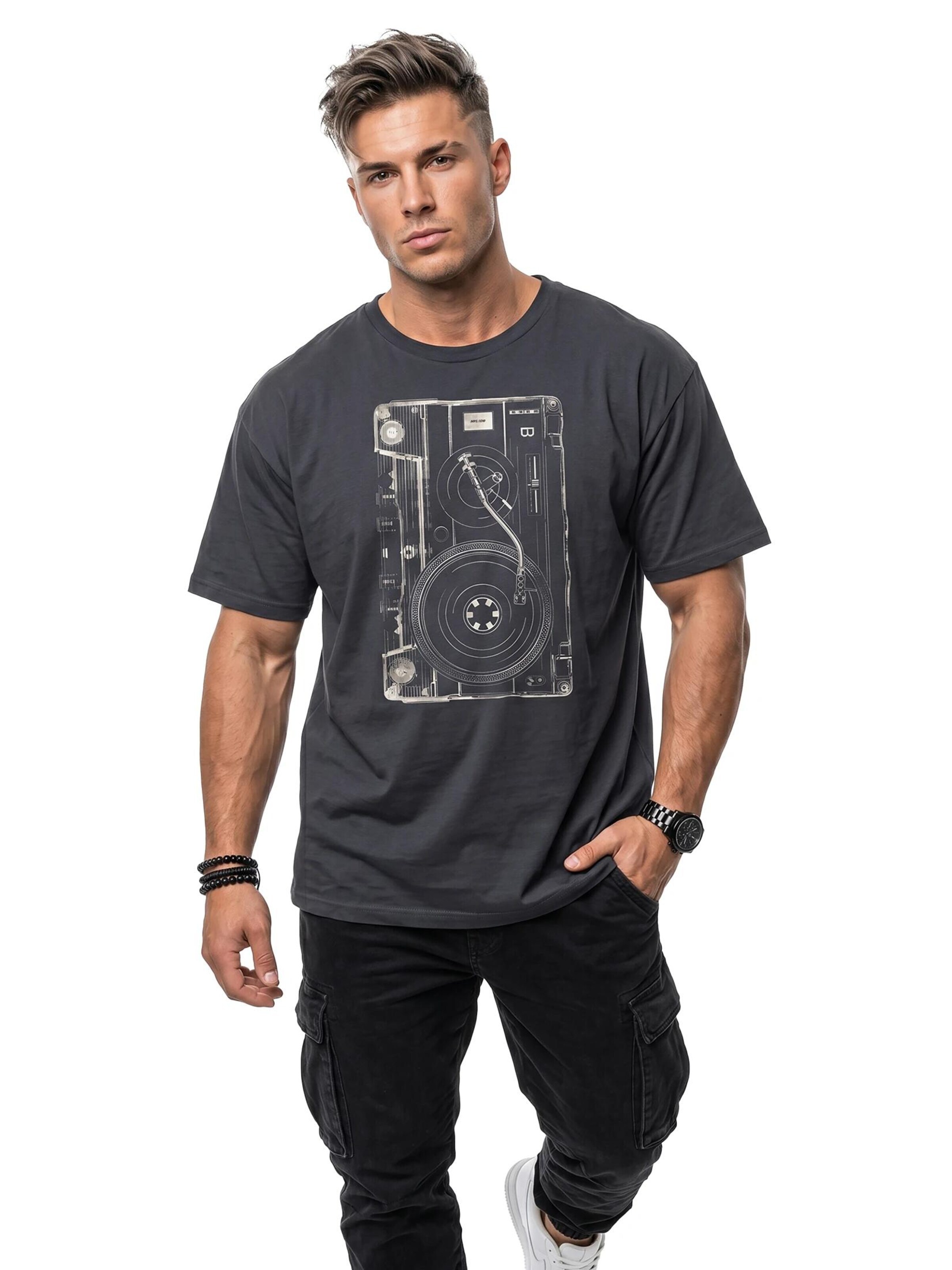 MAKAYA Shirt 'Tape B Side' in Grey