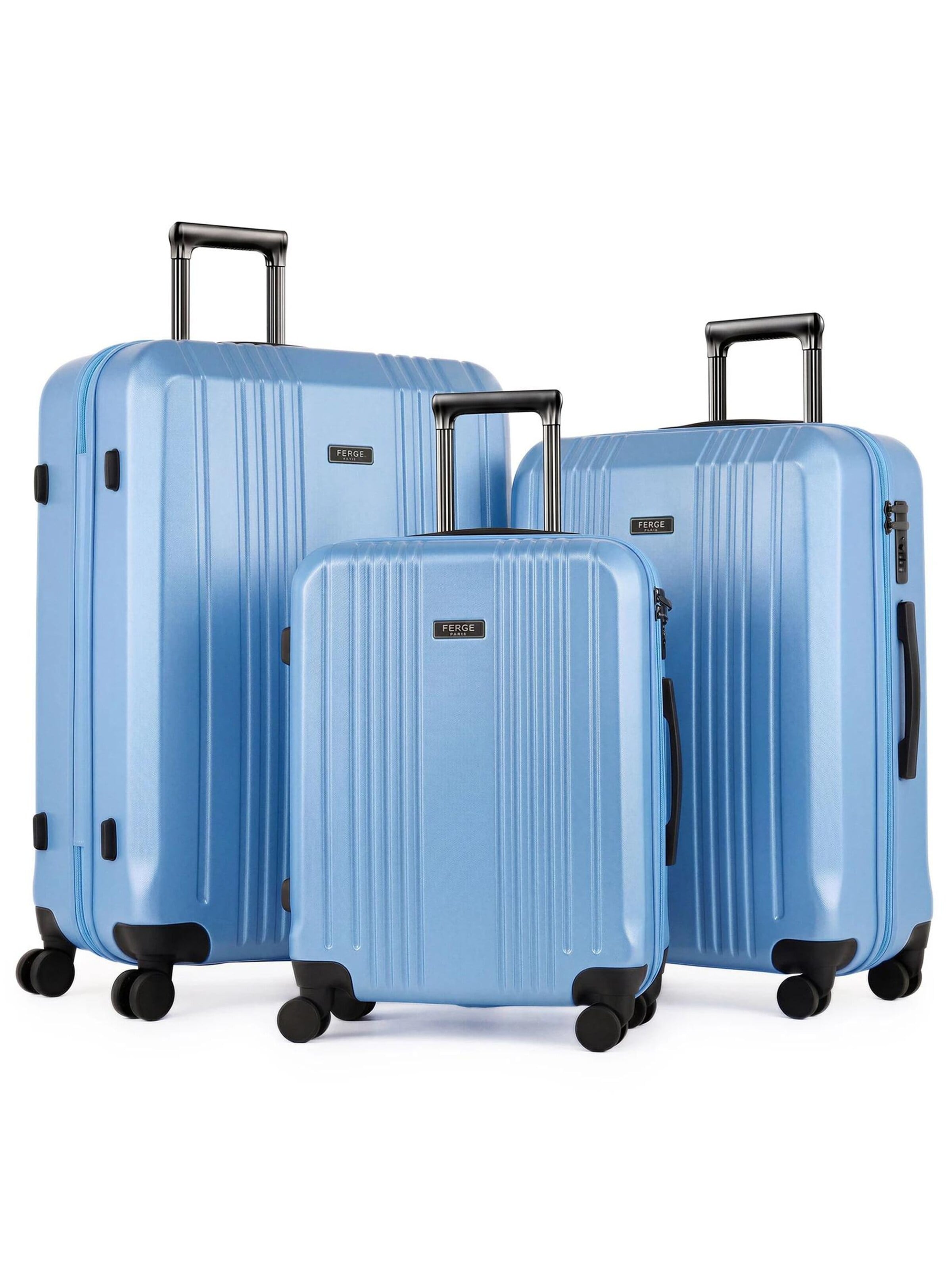 FERGÉ Suitcase Set '3-teilig Hartschale CANNES Trolley Set' in Blue: front