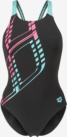 juoda ARENA Biustjė Maudymosi kostiumėlis 'GRAPHIC SWIM PRO BACK': priekis