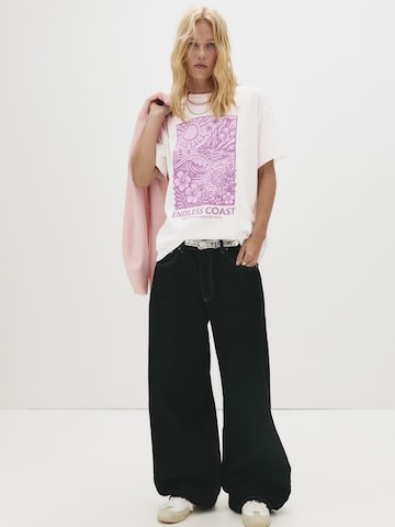 T-shirt 'SUMMER COAST' Pull&Bear en blanc