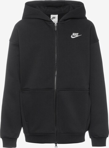 Nike Sportswear Zip-Up Hoodie 'NSW CLUB FLEECE' in Black: front