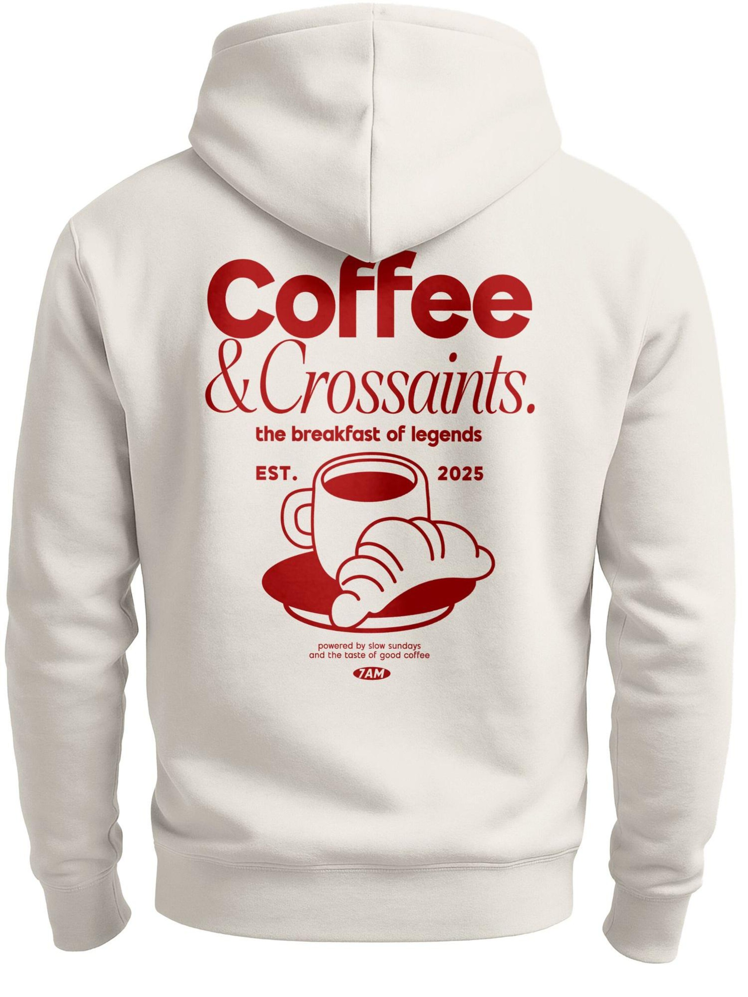 Neverless Sweatshirt 'Coffee & Crossaints' in White