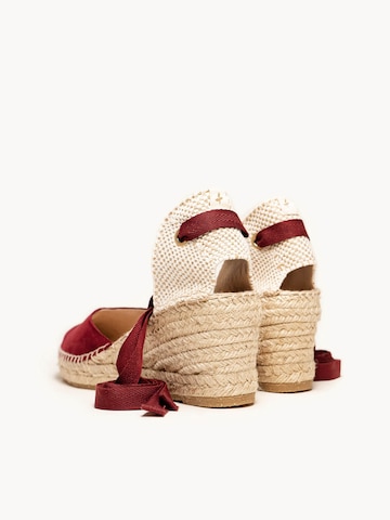 Sandalo 'Alpargata Cuña 7 cm' di Alhamas in rosso