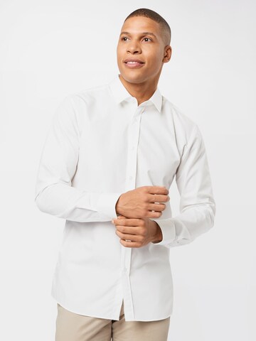 HUGO Red Slim Fit Бизнес риза 'Elisha02' в бяло: отпред