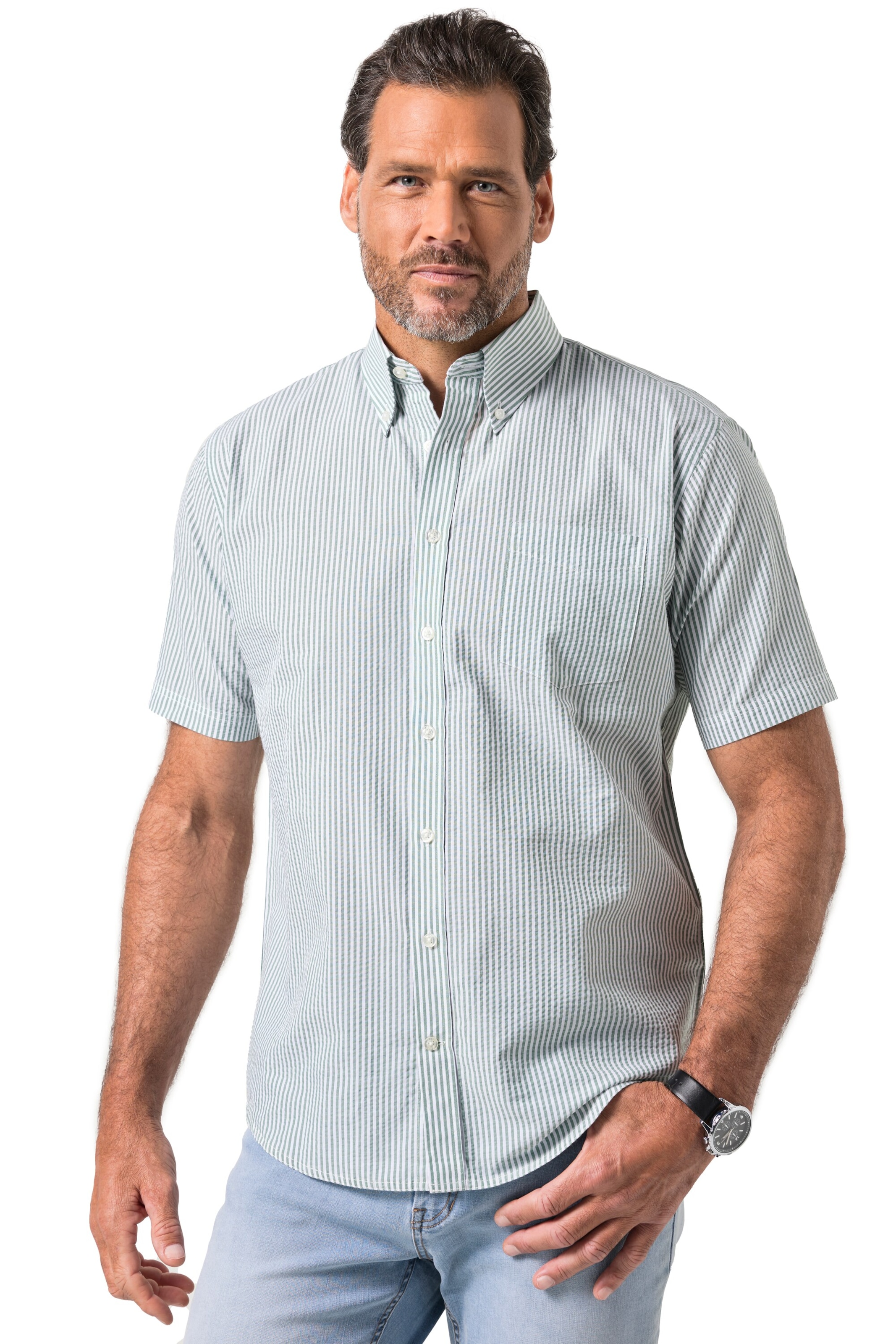 JP1880 Regular fit Overhemd in Blauw: voorkant