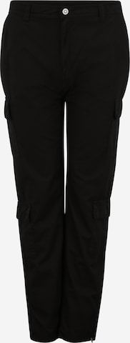 Urban Classics Tapered Cargo Pants in Black: front