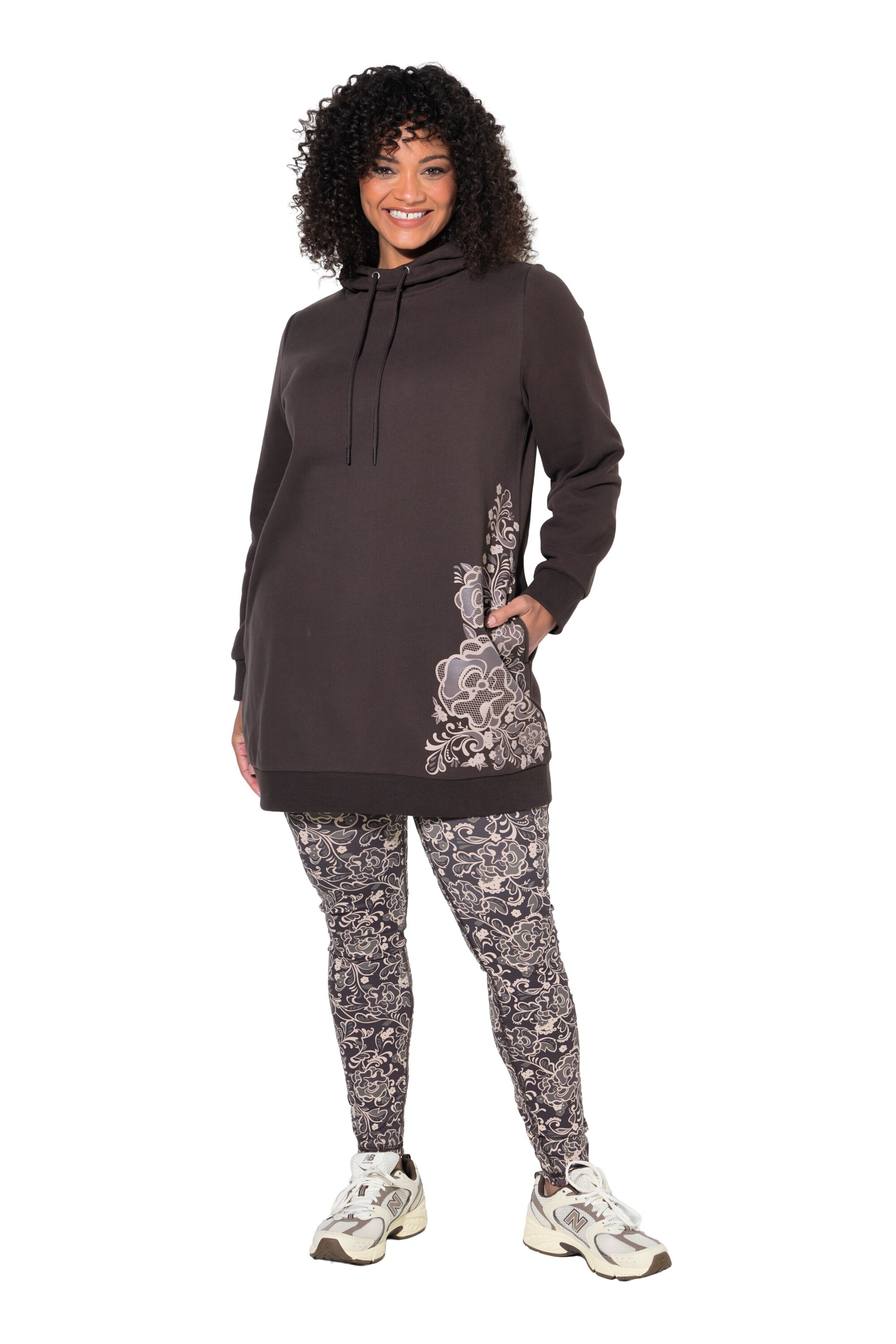 Ulla Popken Sweatshirt in Bruin: voorkant