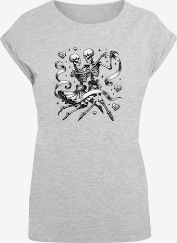 T-shirt 'Skelettpaar tanzt mit Band' F4NT4STIC en gris : devant