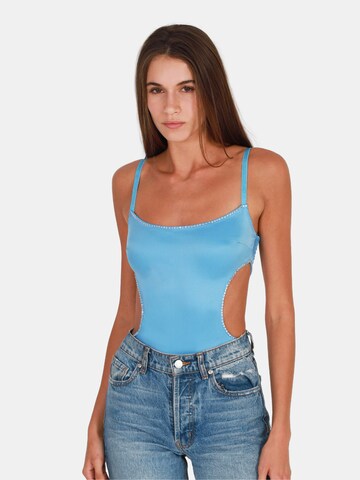 OW Collection - Camisa body 'ELISHA' em azul: frente