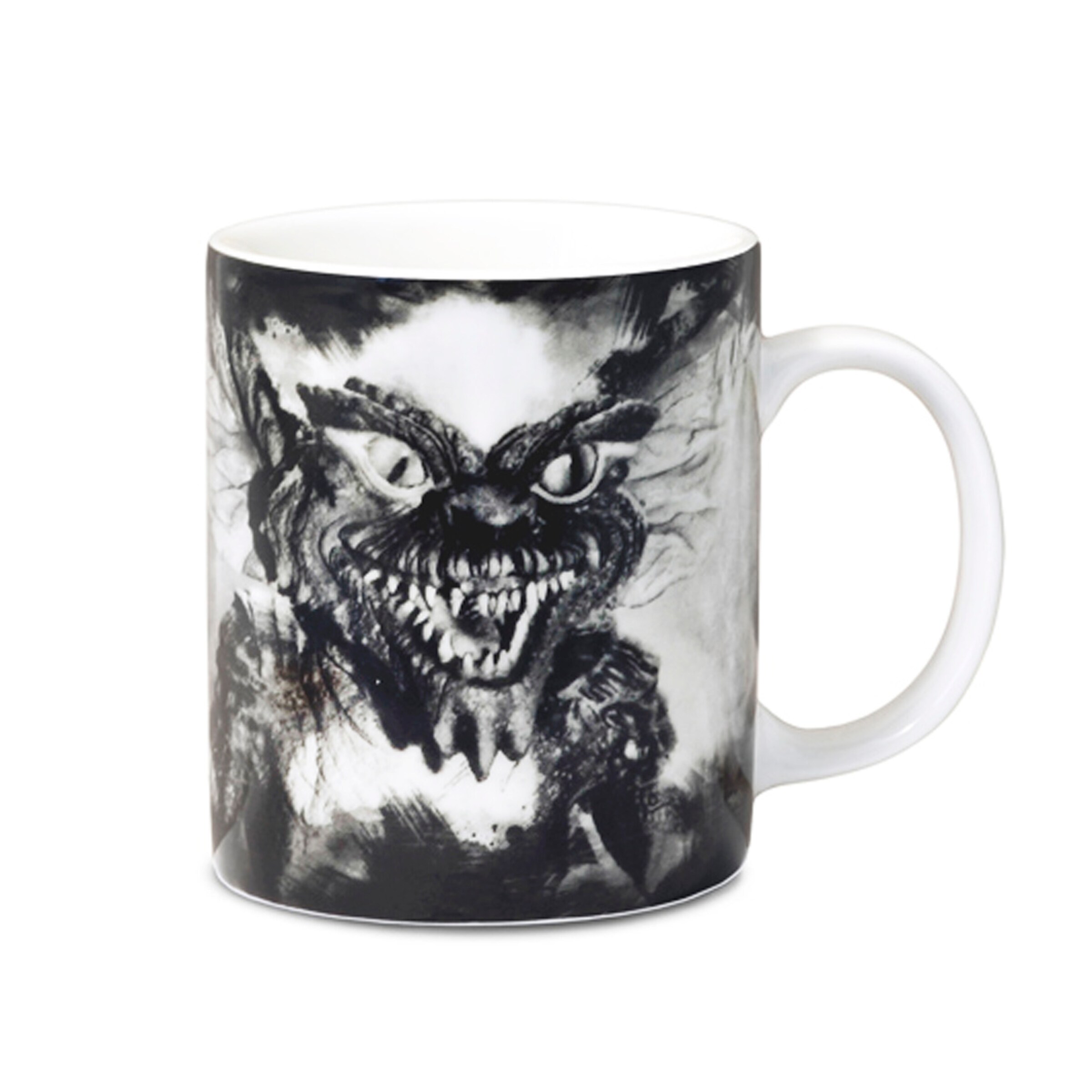 LOGOSHIRT Tasse 'Gremlins' in Schwarz: Vorderseite