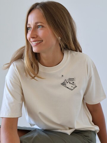 Kultgut Shirt 'Snooze' in Beige