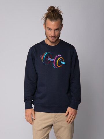 Sweat-shirt ' 80s Hantel ' Watapparel en bleu : devant