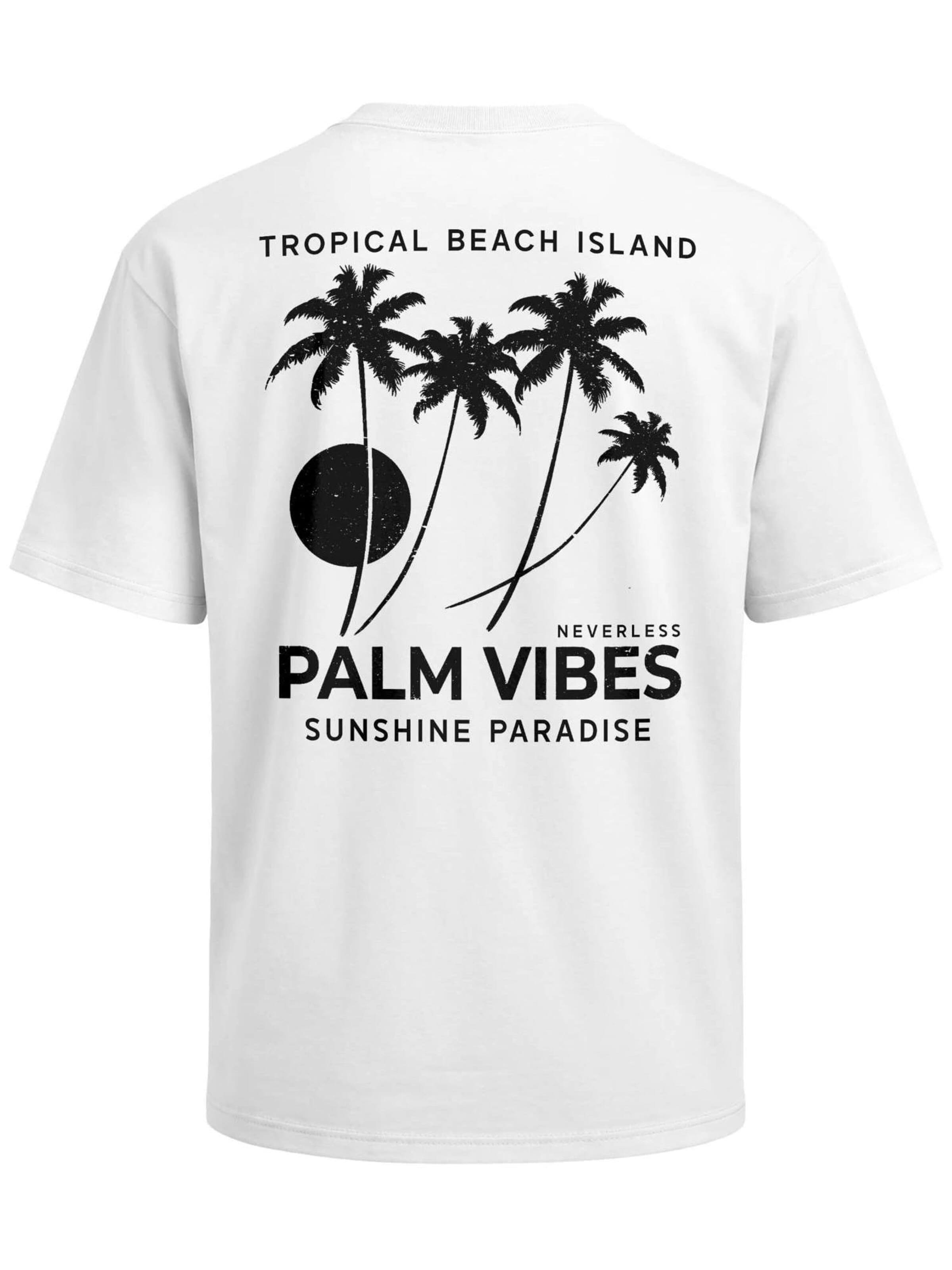 Neverless Shirt 'Palm Vibes' in White: front