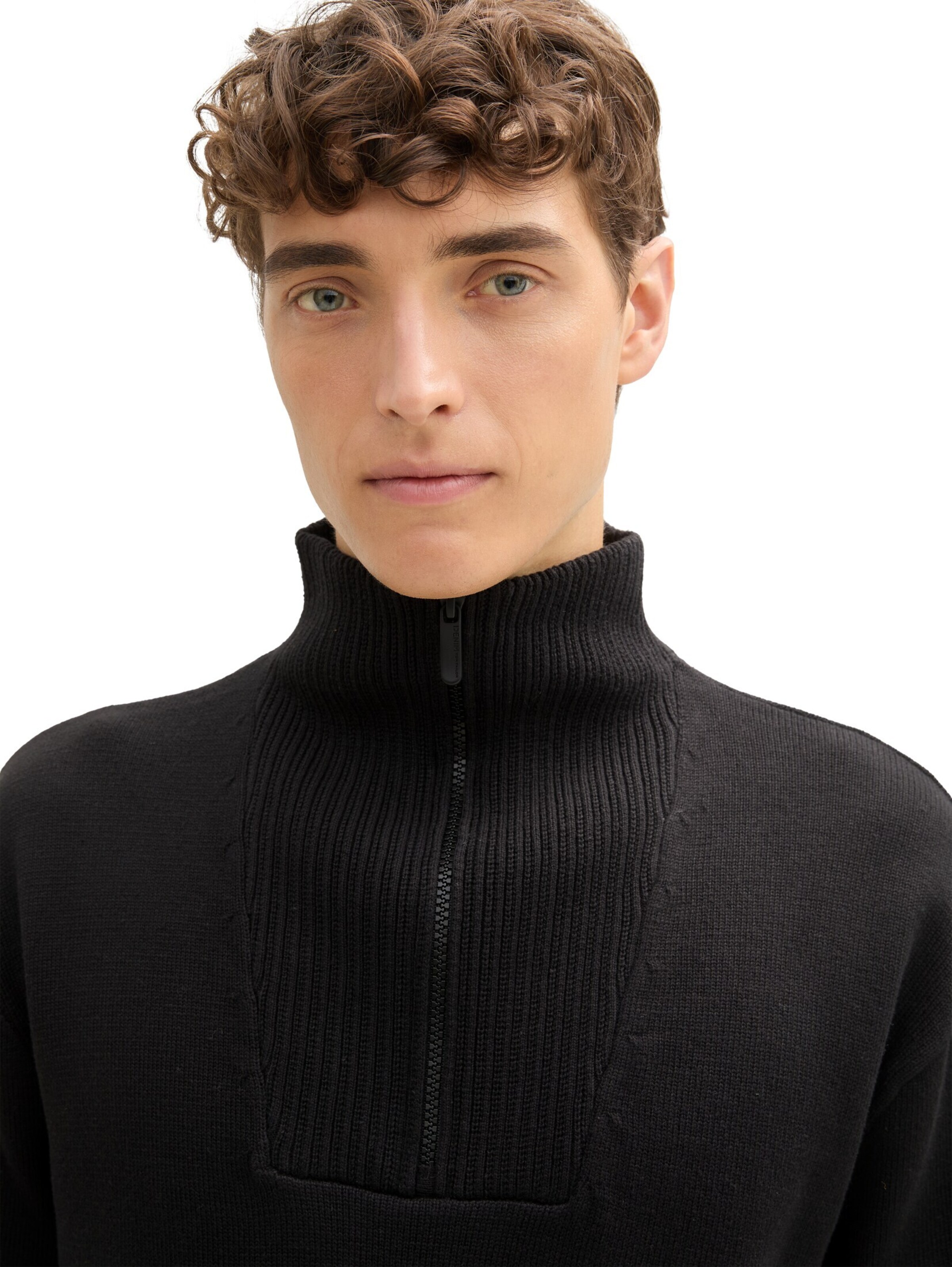 TOM TAILOR DENIM Pullover in Schwarz
