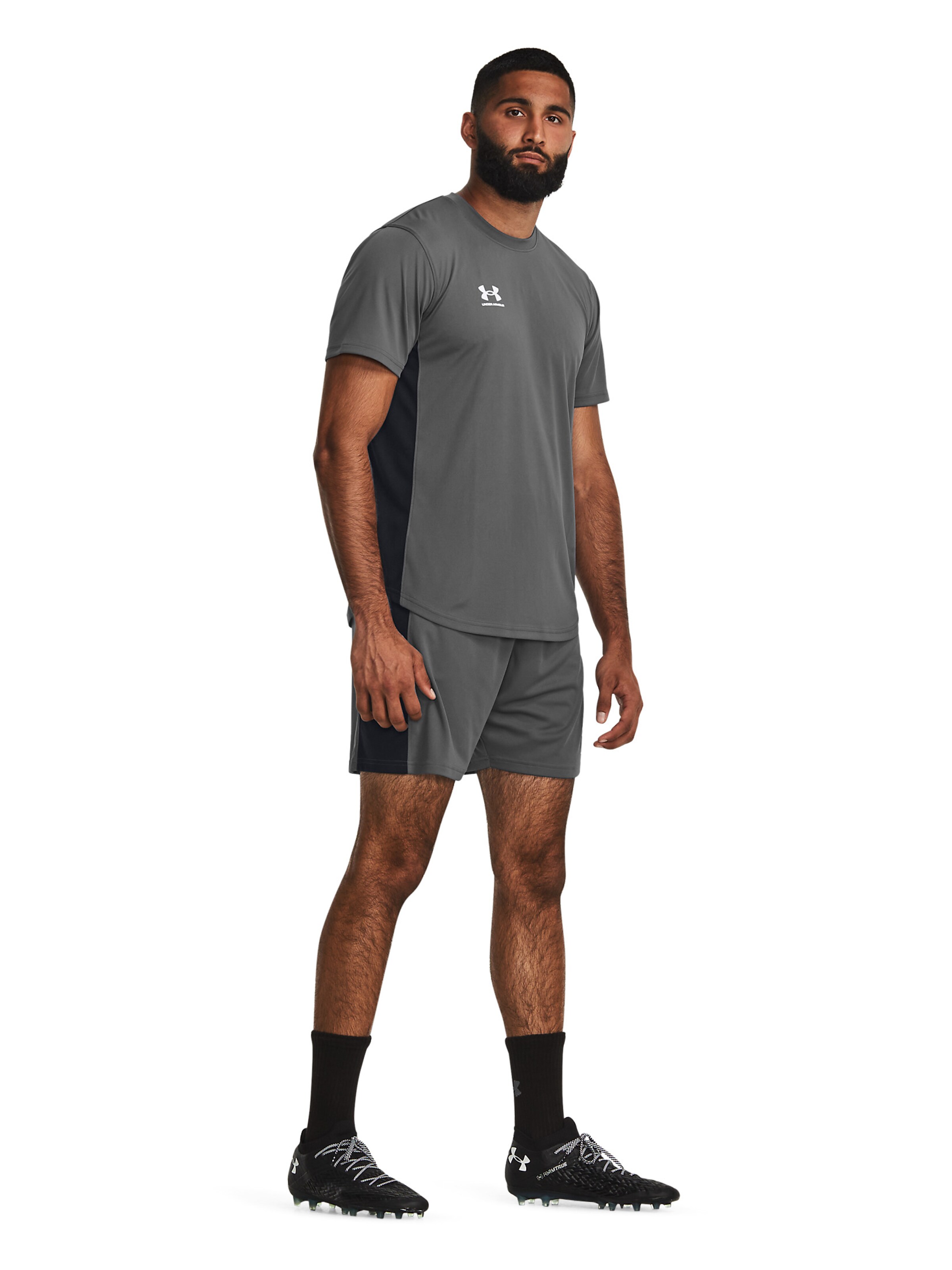 UNDER ARMOURTehnička sportska majica 'Challenger' - siva boja