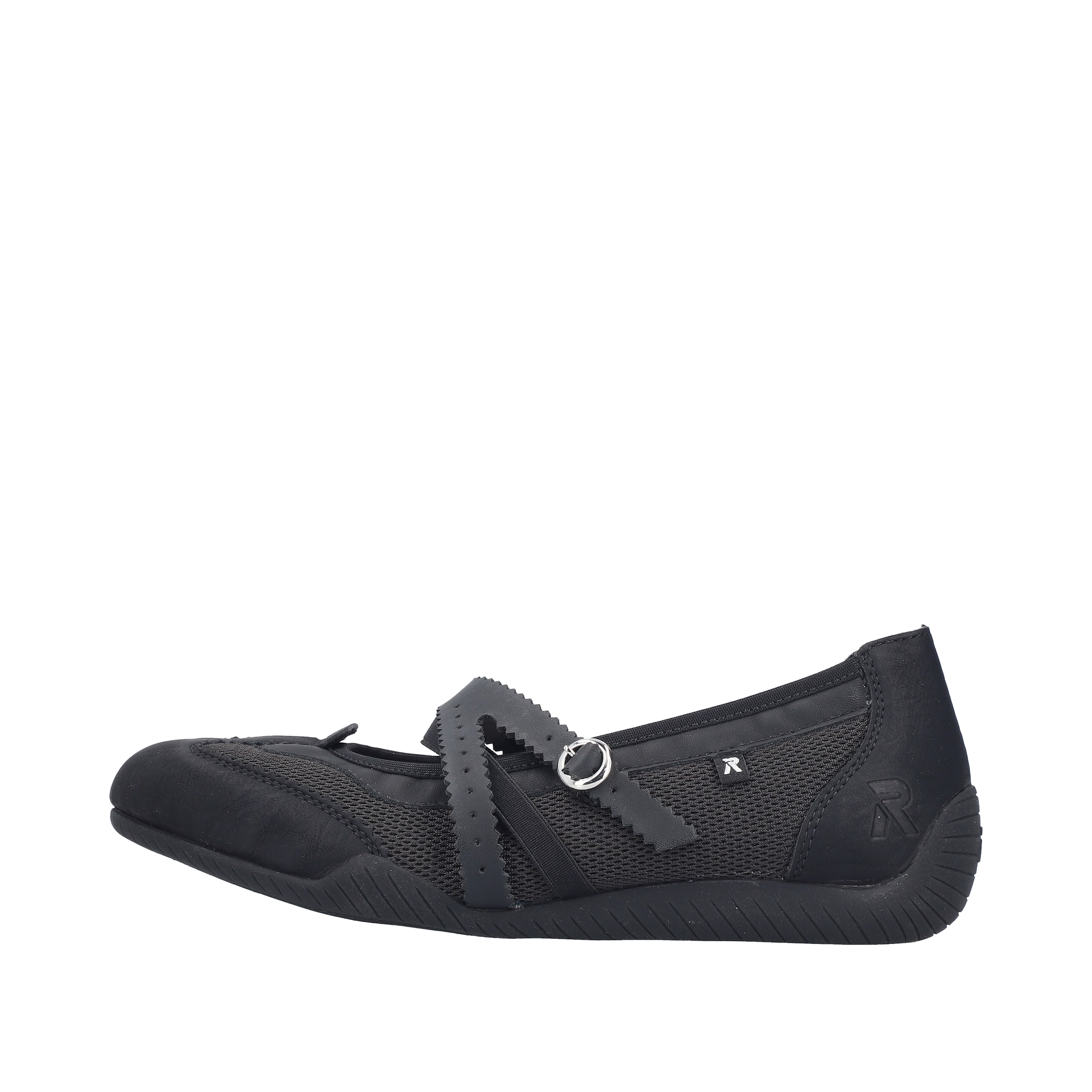 Rieker Ballet Flats with Strap in Black: front
