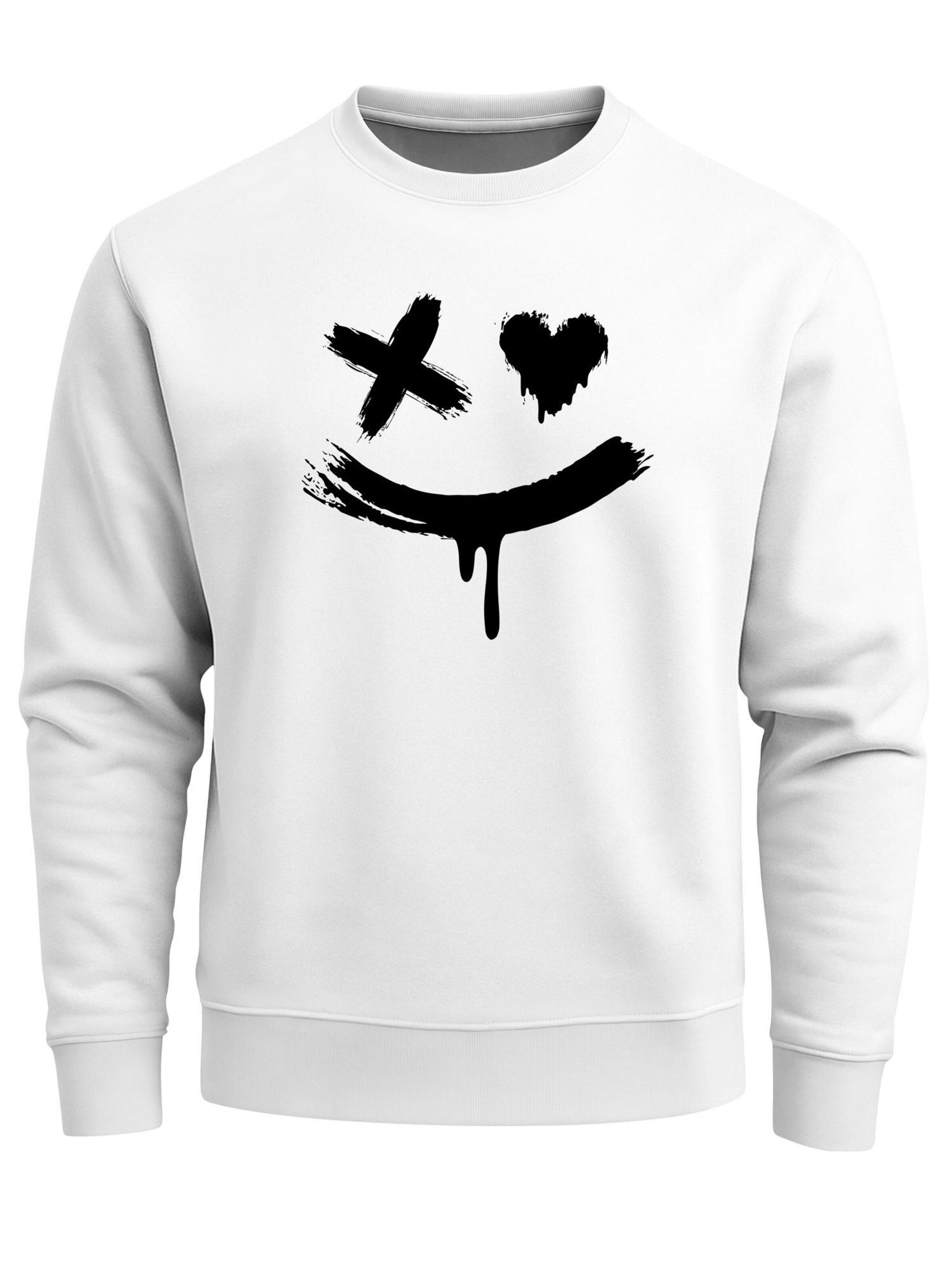Neverless Sweatshirt 'Creepy Smile' in White: front