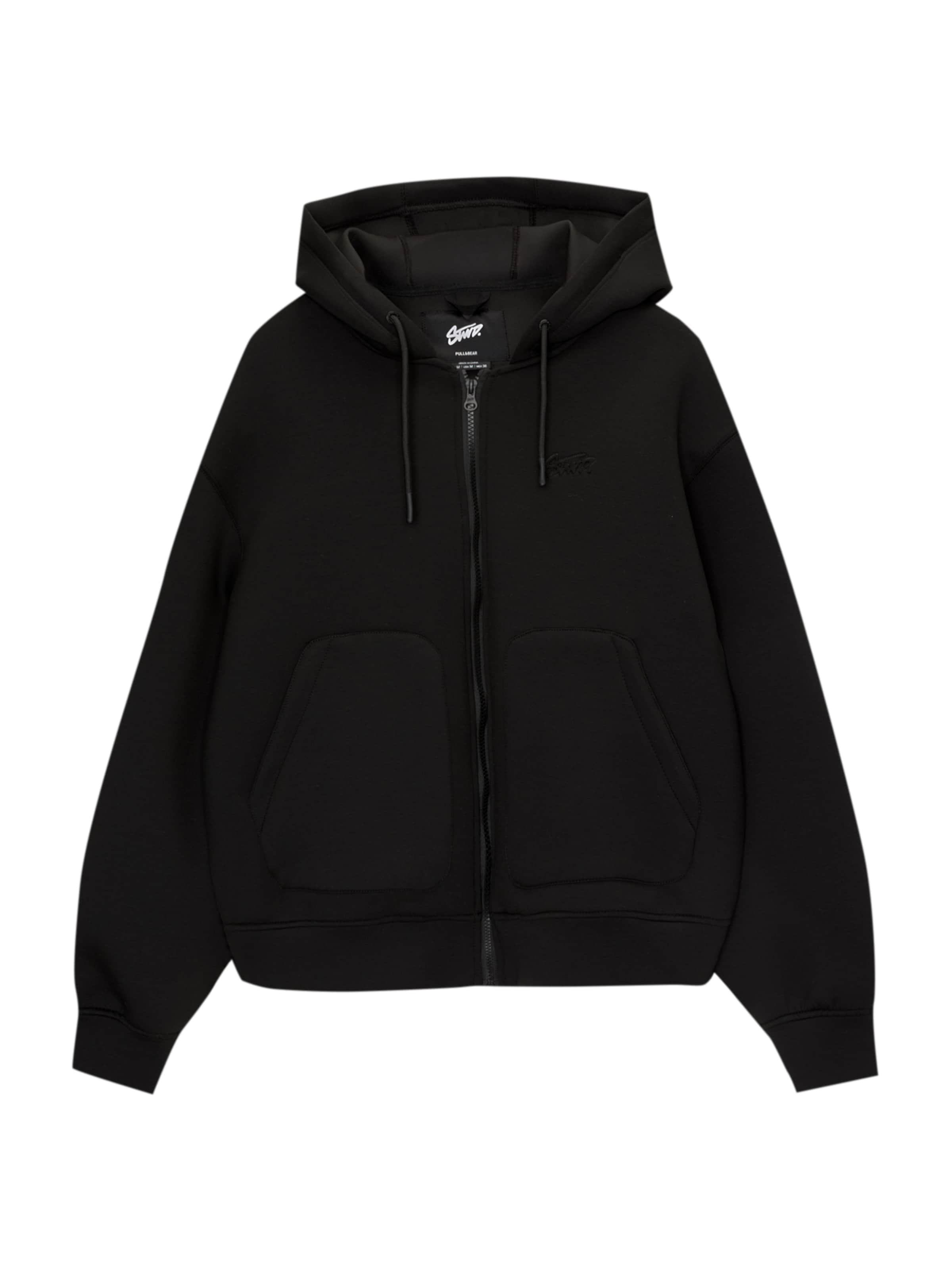 Hoodie Stwd Pull And Bear Pull&Bear Zip-Up Hoodie 'STWD' In Black