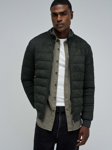 Salsa Jeans Winterjacke 'Suede Puffer Bomber Jacket' in Grün: Vorderseite