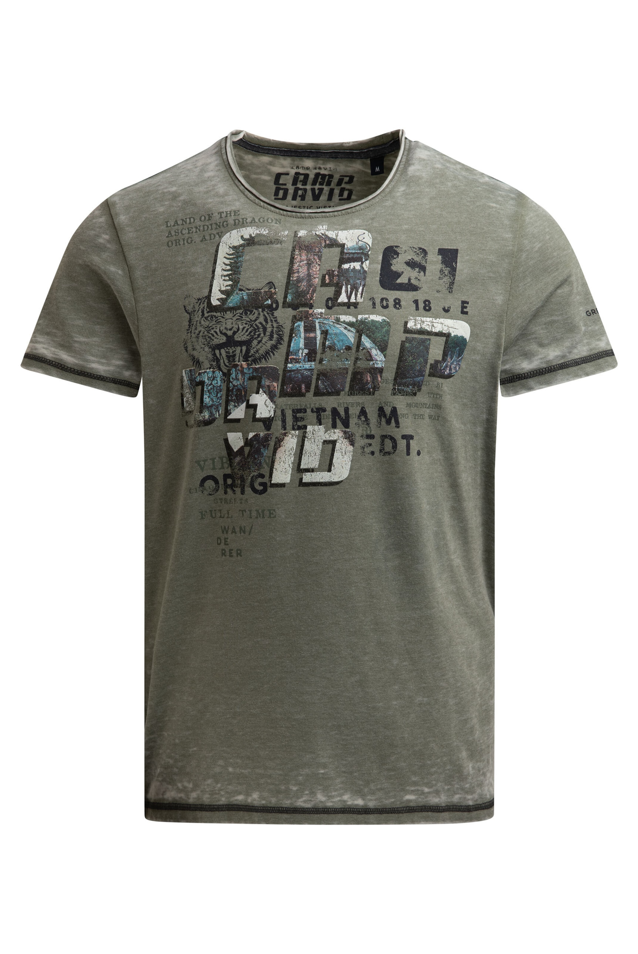 CAMP DAVID Ausbrenner-Shirt mit Photoprint in Grün: Vorderseite