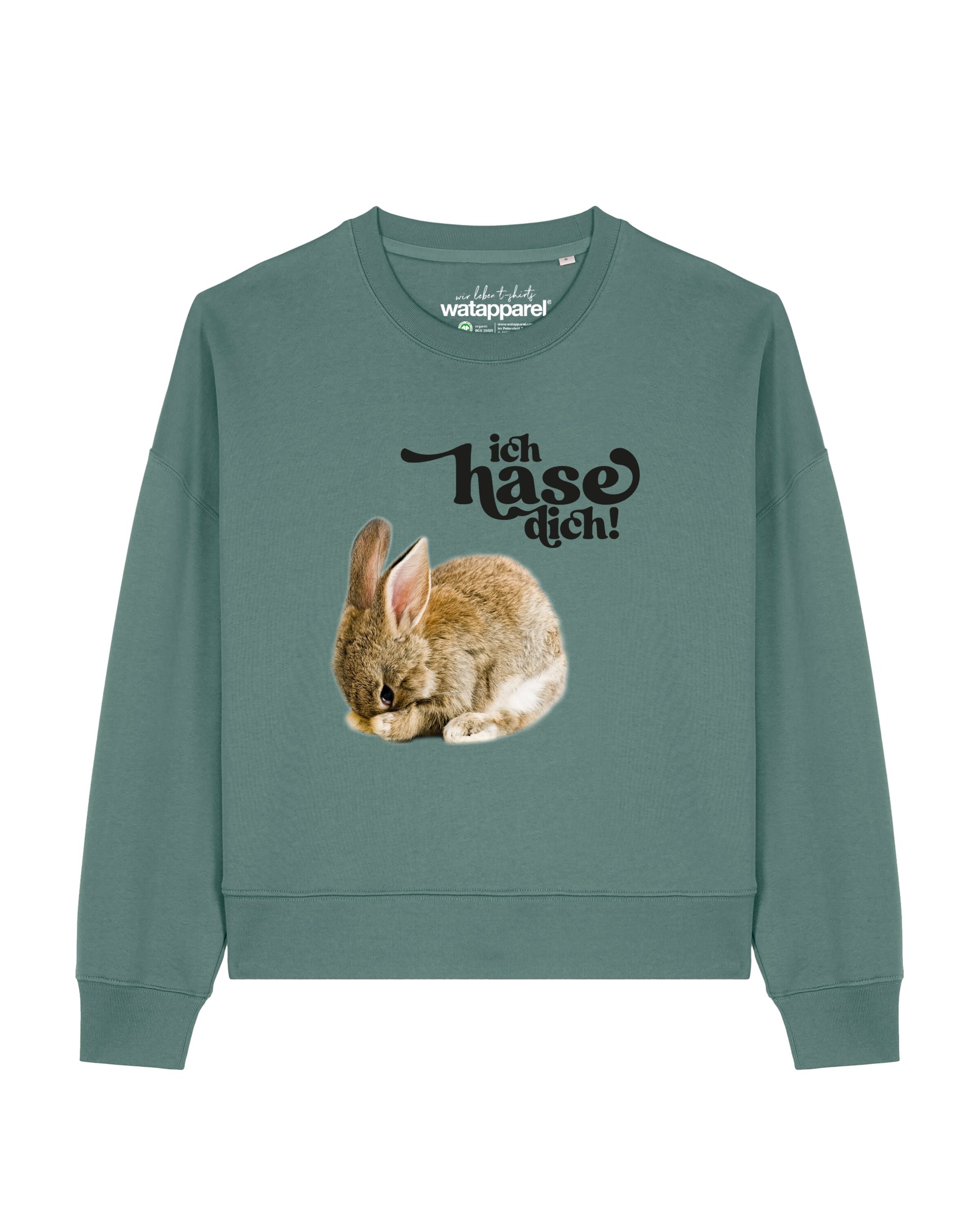 Sweat-shirt 'Ich hase dich! ' Watapparel en vert : devant