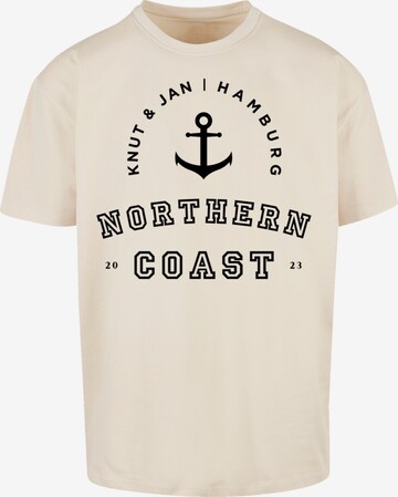 T-Shirt 'Northern Coast Nordsee Knut & Jan Hamburg' F4NT4STIC en beige : devant